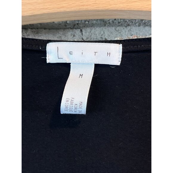 Black Long-Sleeve V-Neck Bodysuit By Leith Size M Stretch Fabric - Picture 3 of 6